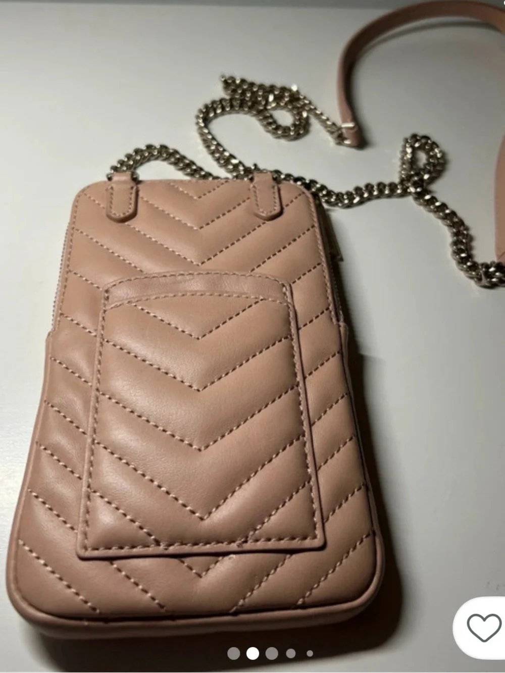 kate spade Blush Pink Quilted Crossbody Phone Bag with Gold Chain